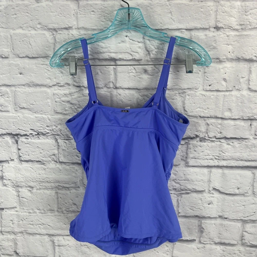 Ann Cole Ruched Underwire Periwinkle Blue Tankini Top 36B/34C Beach Vacation